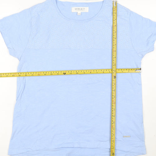 Quba & Co Womens Blue Cotton Short Sleeve T-Shirt Size 10