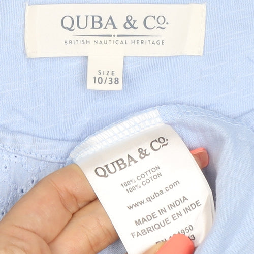 Quba & Co Womens Blue Cotton Short Sleeve T-Shirt Size 10