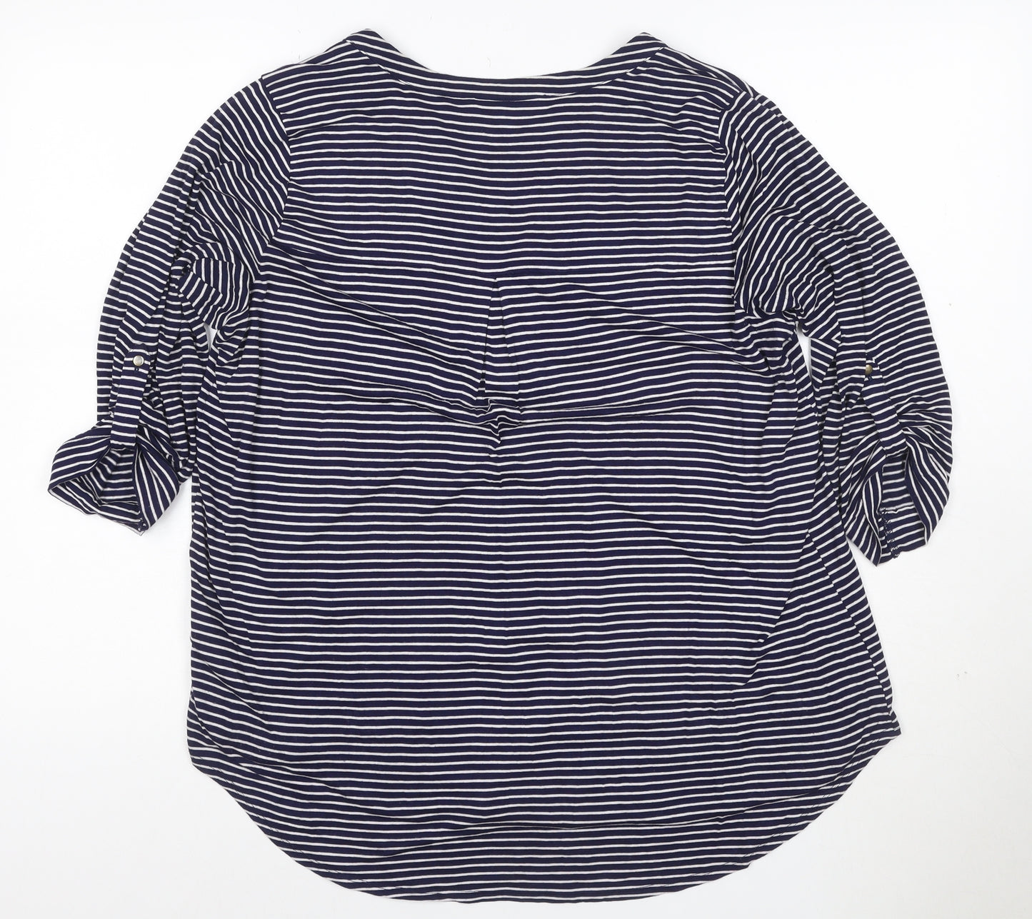 Marks and Spencer Women’s Blue Striped V-Neck 3/4 Sleeve Blouse Size 18