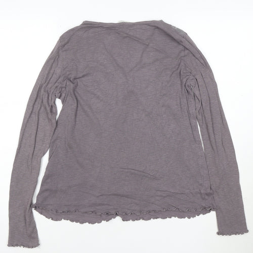 Odd Molly Womens Purple Long Sleeve V-Neck Cotton Top Size M