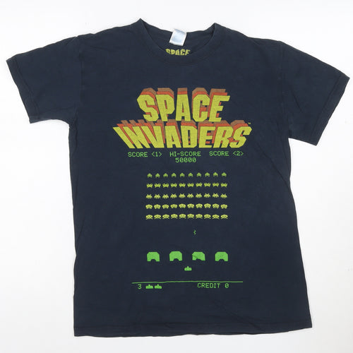 Gildan Mens Black Space Invaders Retro Graphic T-Shirt Size M