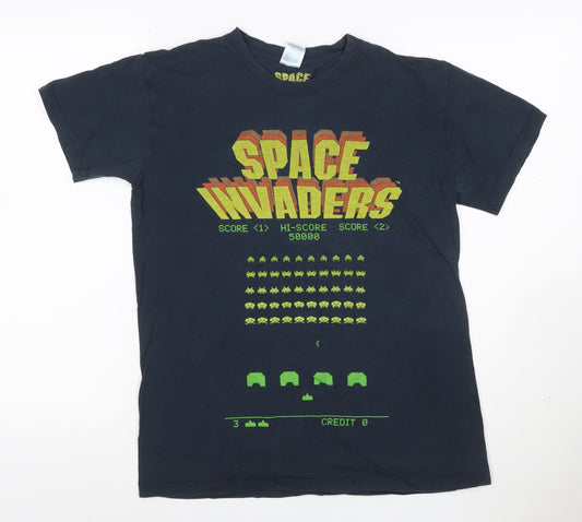 Gildan Mens Black Space Invaders Retro Graphic T-Shirt Size M
