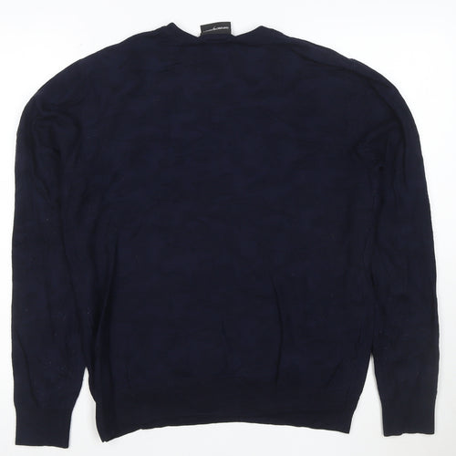 Emporio Armani Men's Blue Cotton Crew Neck Pullover Jumper Size L