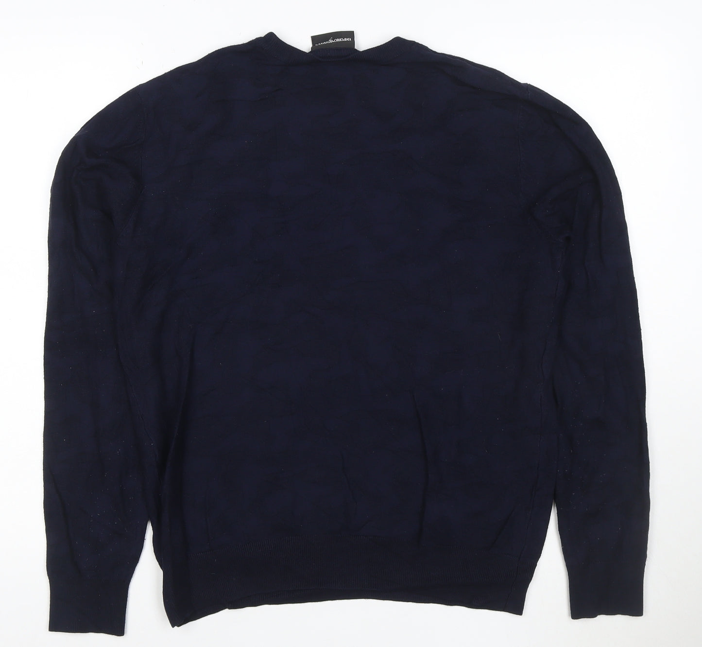 Emporio Armani Men's Blue Cotton Crew Neck Pullover Jumper Size L