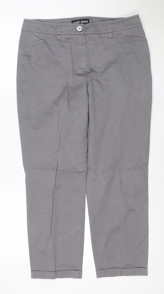 Gerry Weber Women Grey Cotton Blend Cropped Trousers Size 12