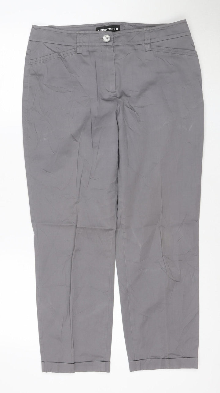 Gerry Weber Women Grey Cotton Blend Cropped Trousers Size 12