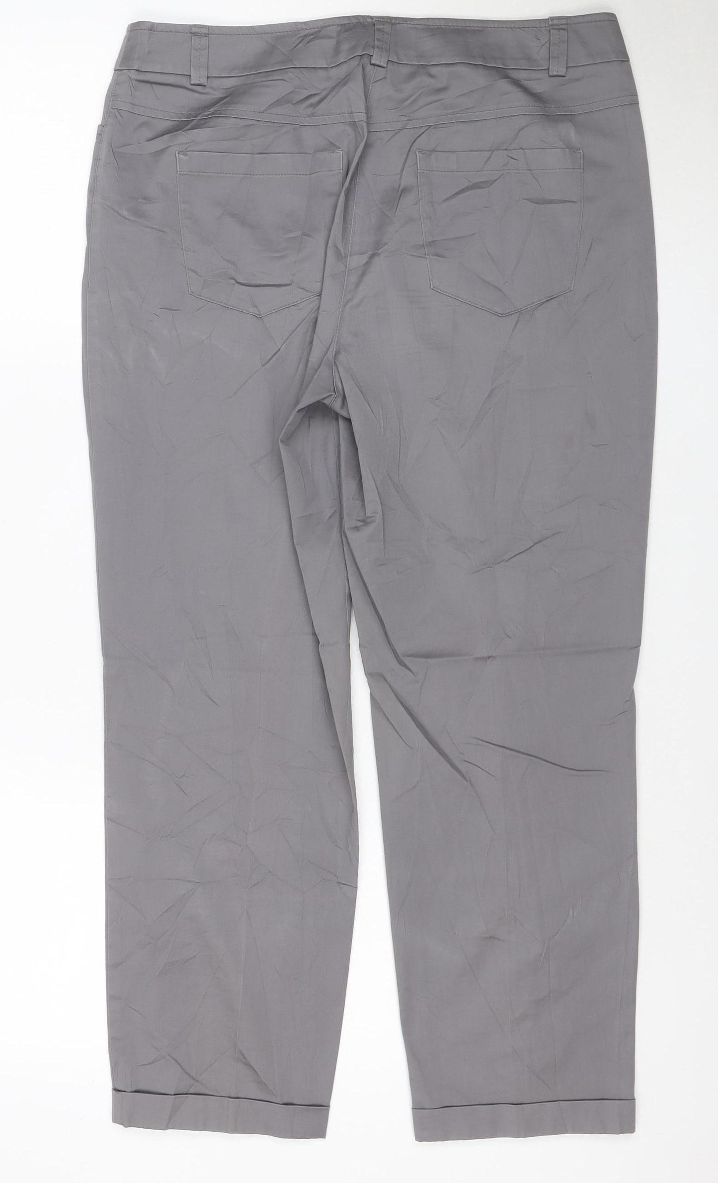 Gerry Weber Women Grey Cotton Blend Cropped Trousers Size 12