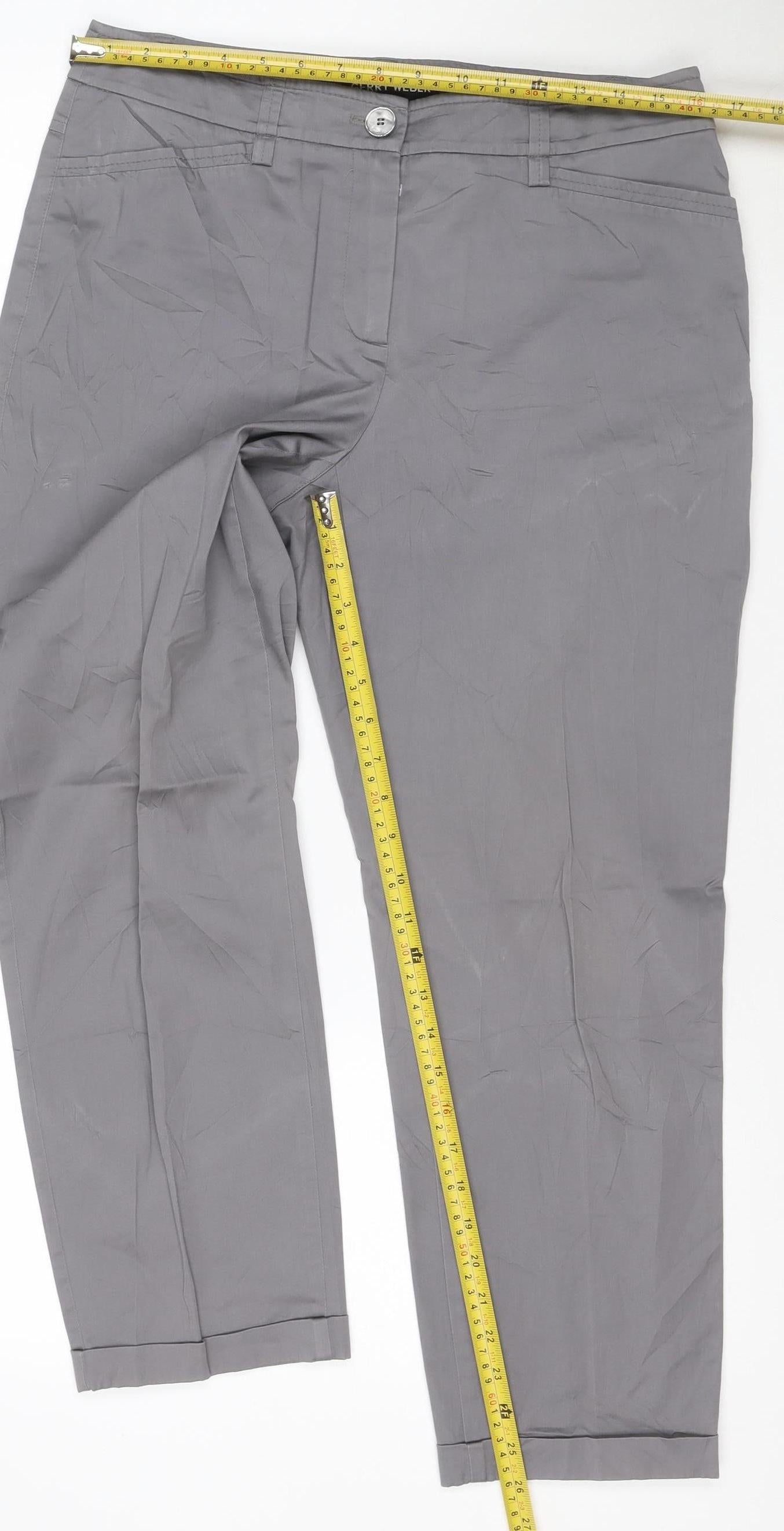 Gerry Weber Women Grey Cotton Blend Cropped Trousers Size 12