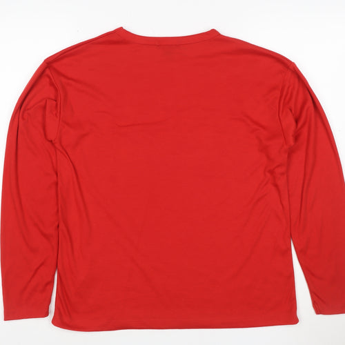 Boohoo Women's Red 'Team Santa' Long Sleeve Christmas T-Shirt Size S