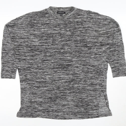 Warehouse Women Grey Mock Neck 3/4 Sleeve Jersey Top Size 8