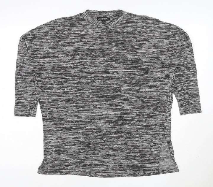 Warehouse Women Grey Mock Neck 3/4 Sleeve Jersey Top Size 8