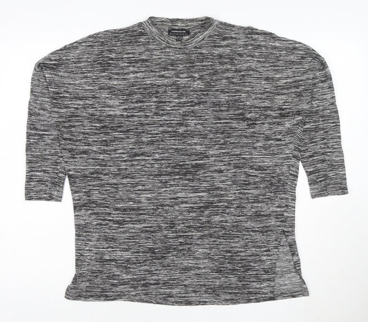 Warehouse Women Grey Mock Neck 3/4 Sleeve Jersey Top Size 8