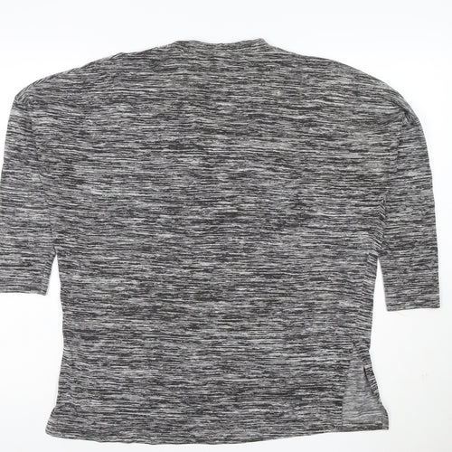 Warehouse Women Grey Mock Neck 3/4 Sleeve Jersey Top Size 8