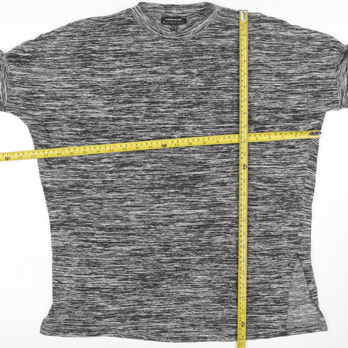 Warehouse Women Grey Mock Neck 3/4 Sleeve Jersey Top Size 8