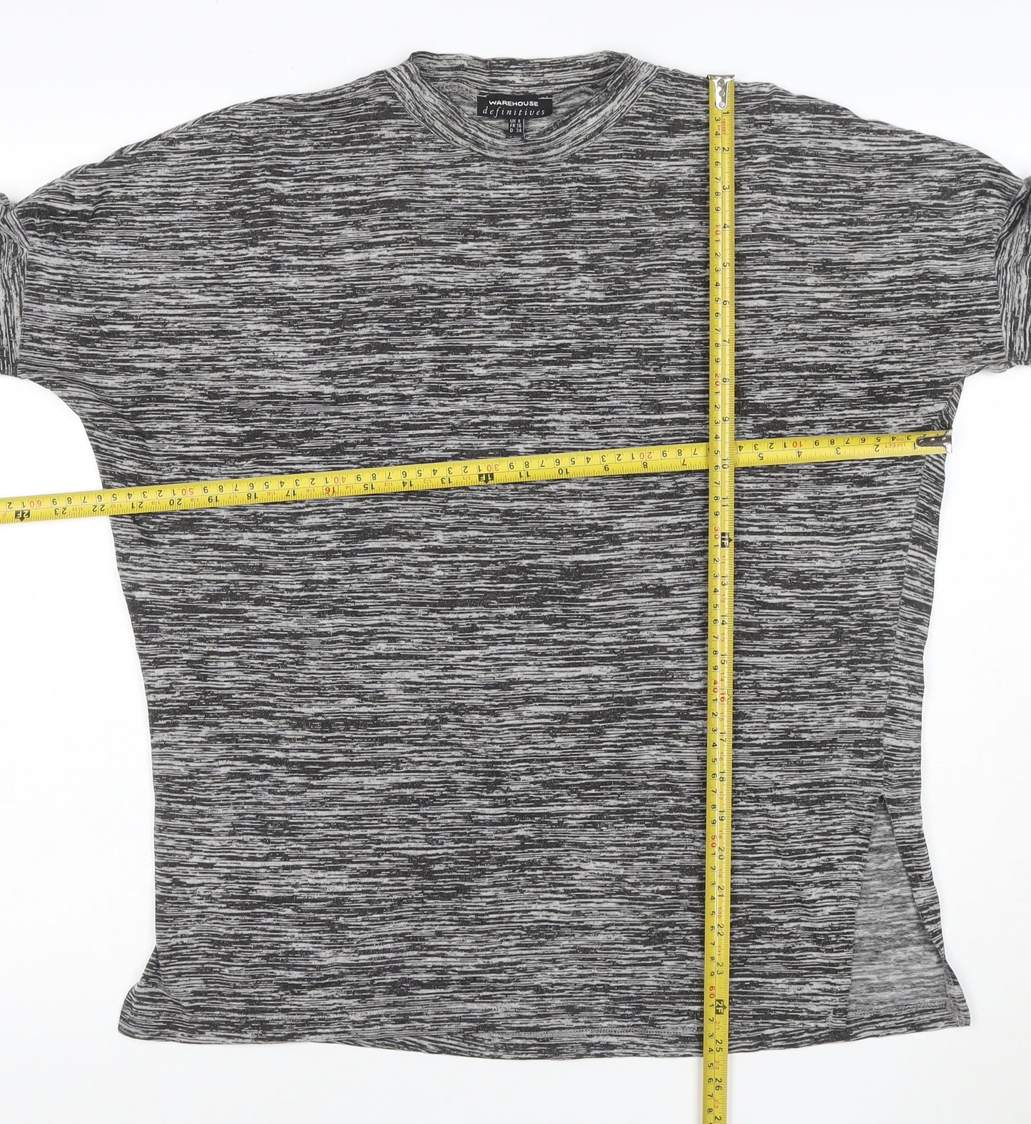 Warehouse Women Grey Mock Neck 3/4 Sleeve Jersey Top Size 8