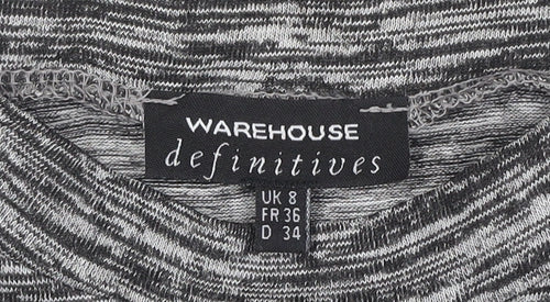 Warehouse Women Grey Mock Neck 3/4 Sleeve Jersey Top Size 8