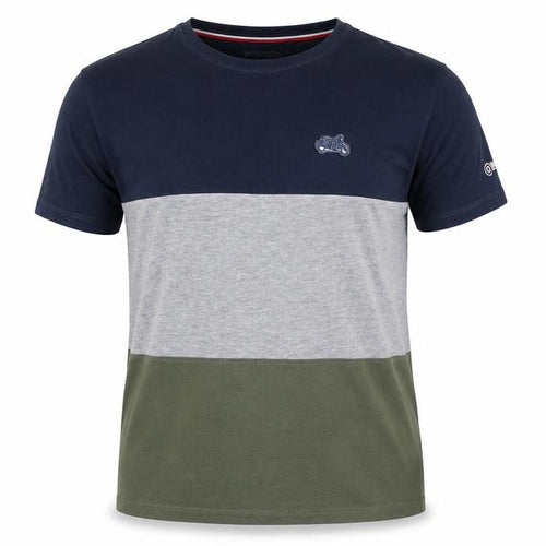 Lambretta Men's Navy Grey Khaki Colourblock Cotton T-Shirt XL