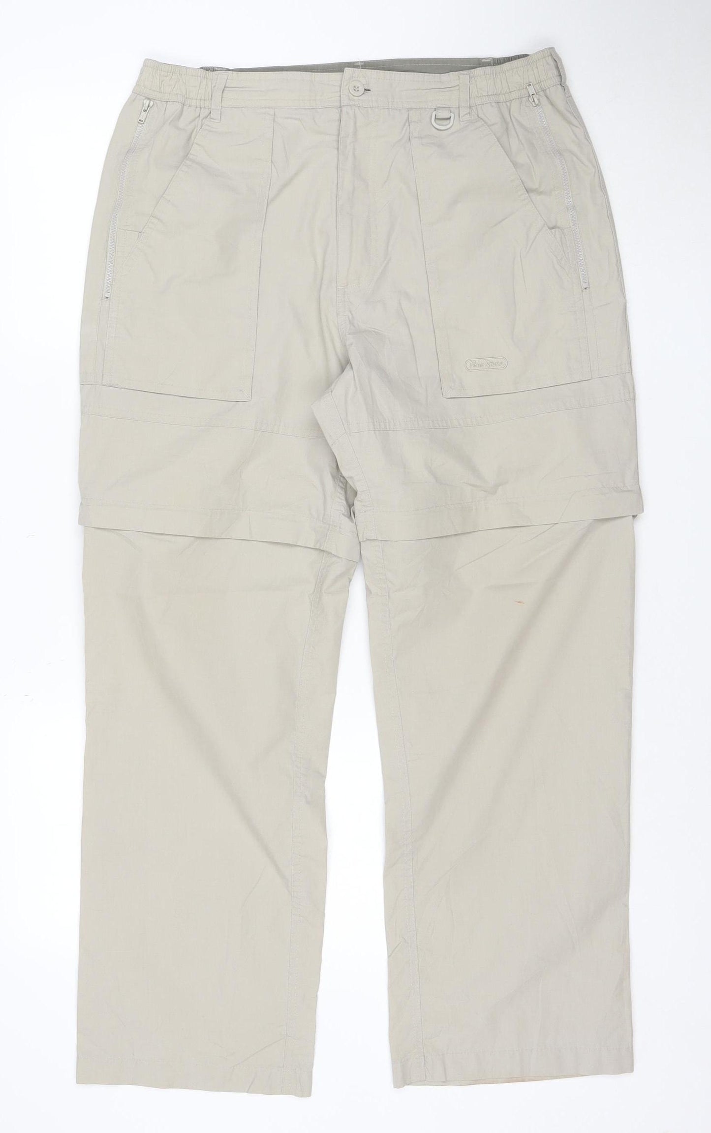 Peter Storm Men's Beige 34S Lightweight Cargo Travel Trousers