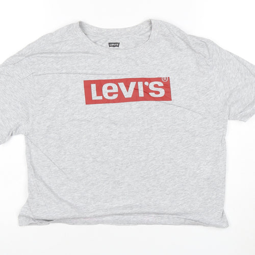 Levi's Girls Grey Logo T-Shirt 14 Years Crew Neck Short Sleeve