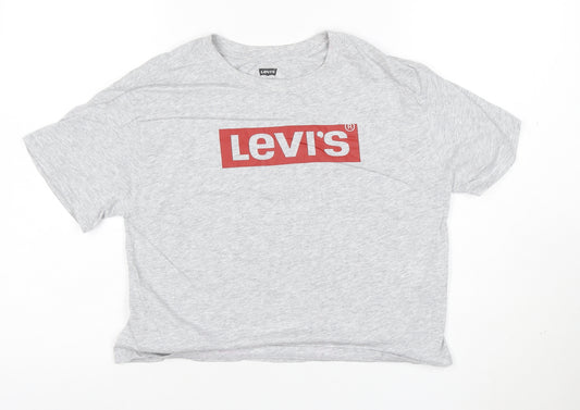 Levi's Girls Grey Logo T-Shirt 14 Years Crew Neck Short Sleeve