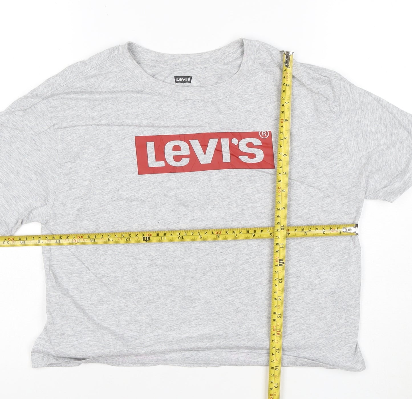 Levi's Girls Grey Logo T-Shirt 14 Years Crew Neck Short Sleeve
