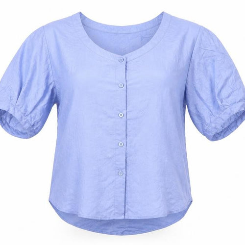 Joules Women Blue Viscose Button-Up Short Sleeve Top XS