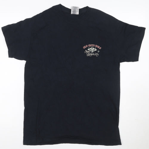 Old Guys Rule Men's Black Motorcycle Graphic Cotton T-Shirt Size M