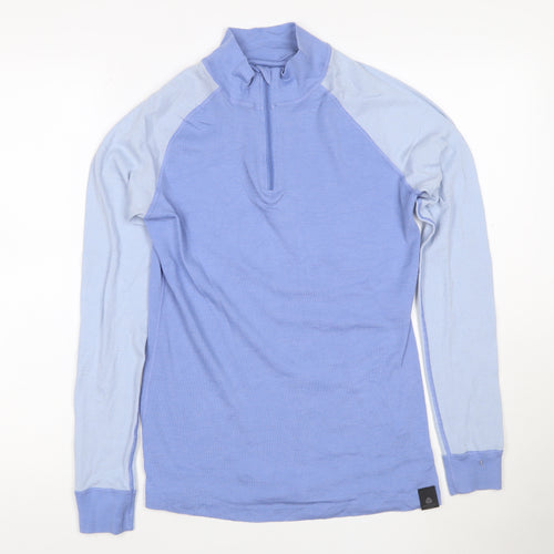 Mountain Warehouse Women's Blue Merino Wool 1/2 Zip Long Sleeve Pullover Top UK 12