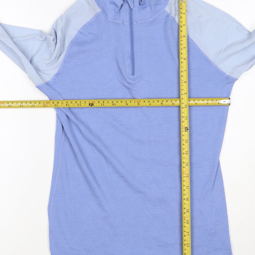 Mountain Warehouse Women's Blue Merino Wool 1/2 Zip Long Sleeve Pullover Top UK 12