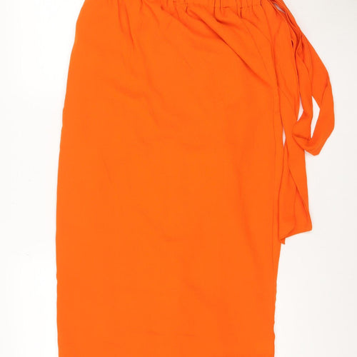 Dancing Leopard Women’s Orange Wrap Midi Skirt Size 12 Polyester