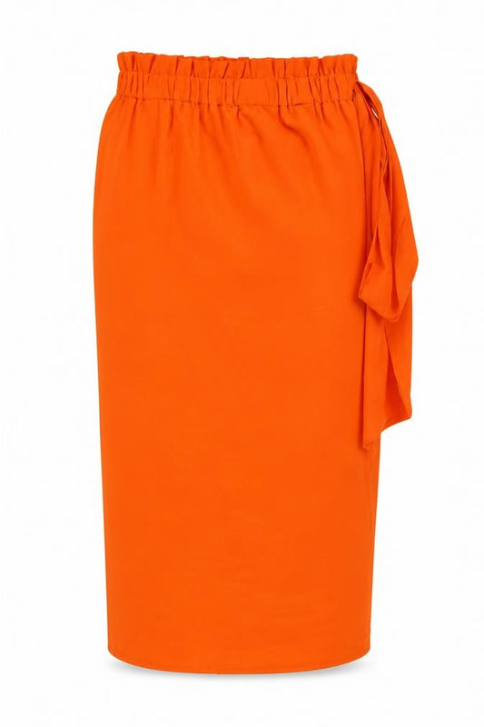 Dancing Leopard Women’s Orange Wrap Midi Skirt Size 12 Polyester