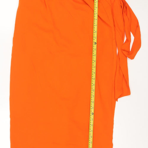 Dancing Leopard Women’s Orange Wrap Midi Skirt Size 12 Polyester