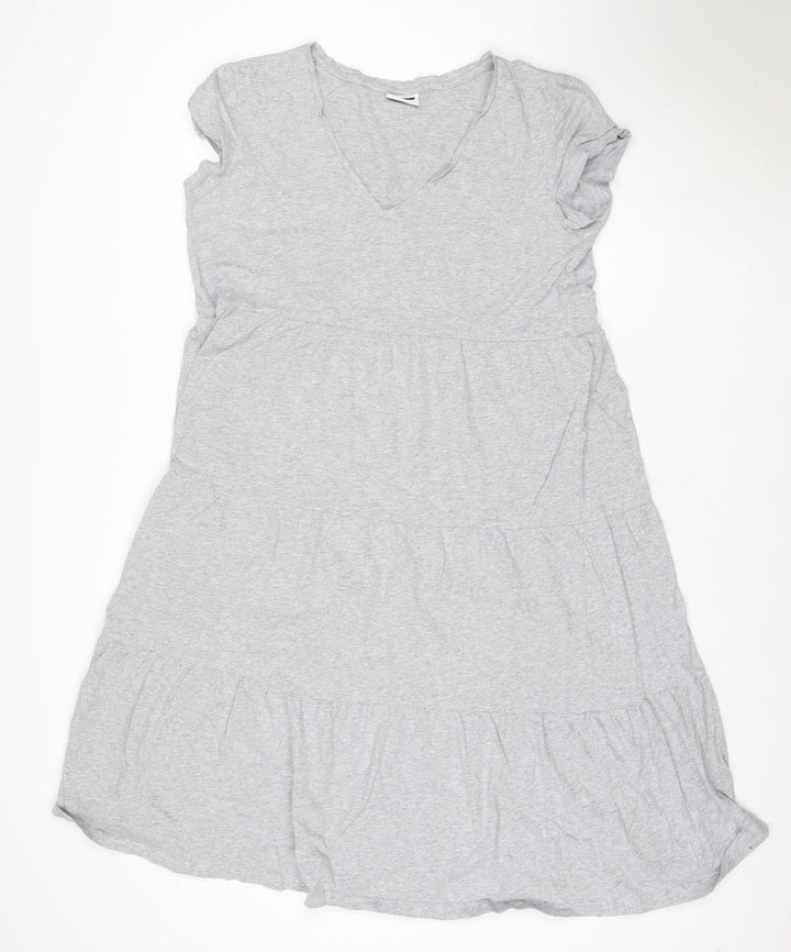Noisy May Women Grey XS T-Shirt Dress Casual Jersey Cotton