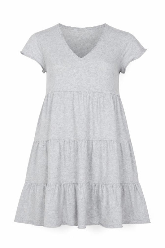 Front view of Noisy May Women Grey XS T-Shirt Dress Casual Jersey Cotton