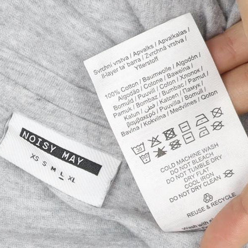Noisy May Women Grey XS T-Shirt Dress Casual Jersey Cotton