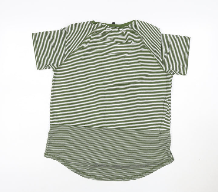 Next Womens Green Striped Short Sleeve Jersey T-Shirt Size 12