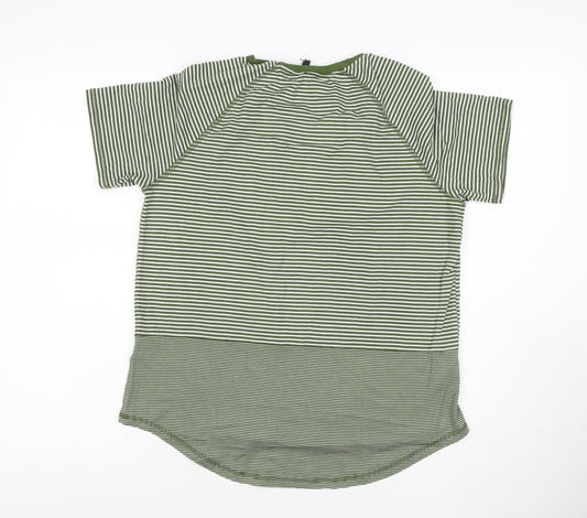 Next Womens Green Striped Short Sleeve Jersey T-Shirt Size 12