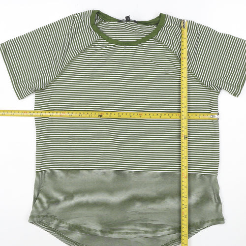Next Womens Green Striped Short Sleeve Jersey T-Shirt Size 12