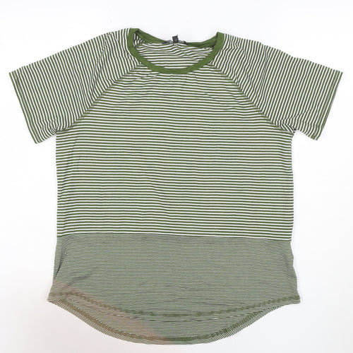 Next Womens Green Striped Short Sleeve Jersey T-Shirt Size 12