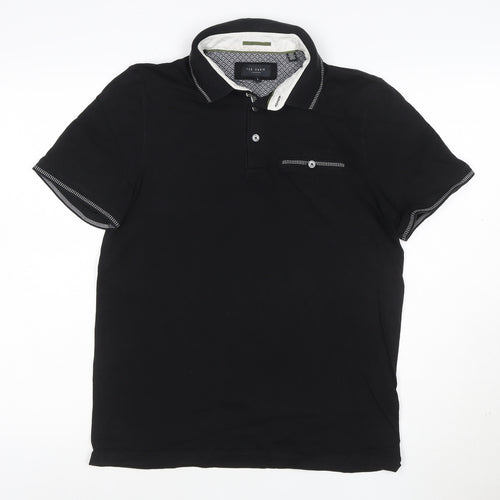 Ted Baker Men's Black Short Sleeve Cotton Polo Shirt Size M