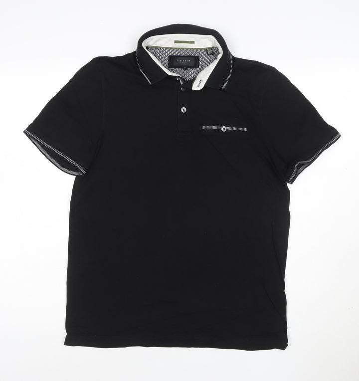 Ted Baker Men's Black Short Sleeve Cotton Polo Shirt Size M