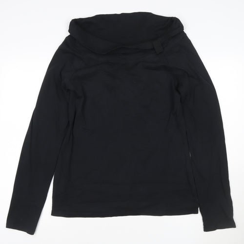 Long Tall Sally Women's Black Roll Neck Long Sleeve Cotton T-Shirt Size L