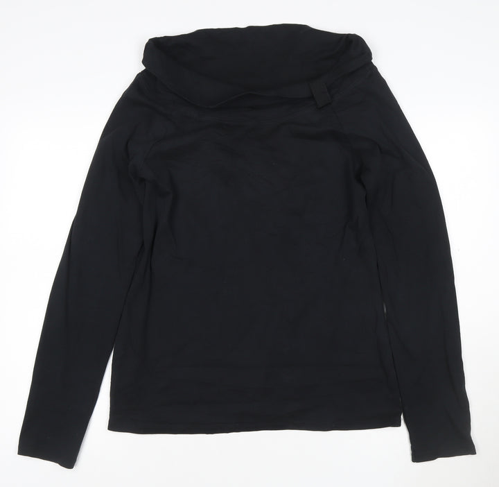 Long Tall Sally Women's Black Roll Neck Long Sleeve Cotton T-Shirt Size L