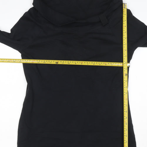 Long Tall Sally Women's Black Roll Neck Long Sleeve Cotton T-Shirt Size L