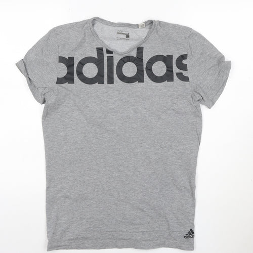 Adidas Mens Grey Climalite Essentials Short Sleeve Crew Neck T-Shirt L