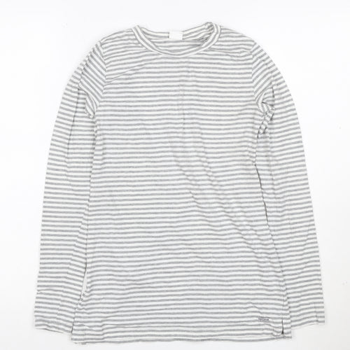 Mamas & Papas Women's Grey Striped Long Sleeve Cotton T-Shirt Size S