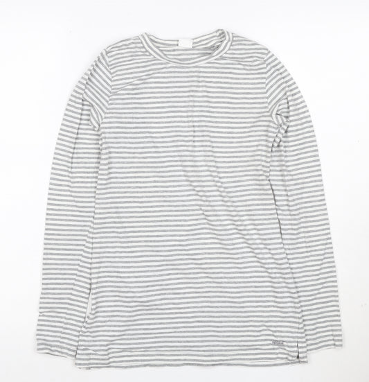 Mamas & Papas Women's Grey Striped Long Sleeve Cotton T-Shirt Size S