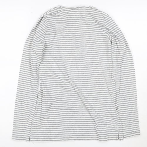 Mamas & Papas Women's Grey Striped Long Sleeve Cotton T-Shirt Size S