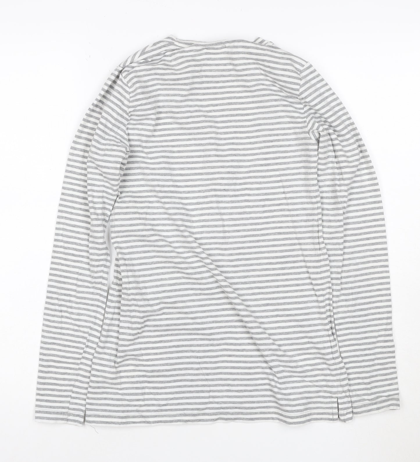 Mamas & Papas Women's Grey Striped Long Sleeve Cotton T-Shirt Size S