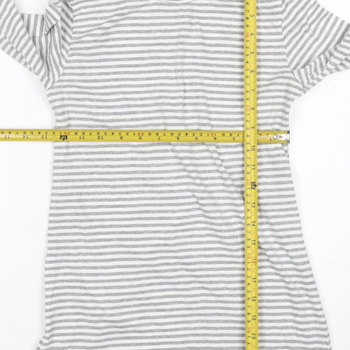 Mamas & Papas Women's Grey Striped Long Sleeve Cotton T-Shirt Size S